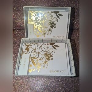 Set of 2 Packs of 50 Gold Floral Blank Thank you Cards